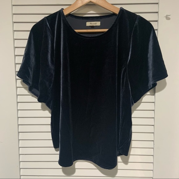 Madewell Tops - MADEWELL BLUE VELVET BOXY TOP S